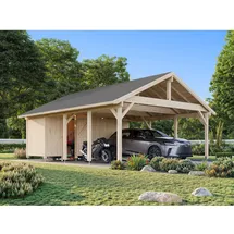 Palmako Carport Robert 5,55 x 3,63 m transparent mit Geräteraum