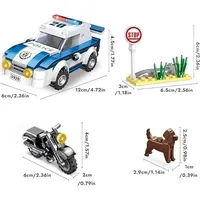 COGO Polizeiauto Bauspielzeug mit Motorrad und Polizeihund Polizei Spielzeug Polizei Verfolgungsjagd Spielset Geschenk für Kinder Jungen Mädchen ab 6 Jahre 185 Stück