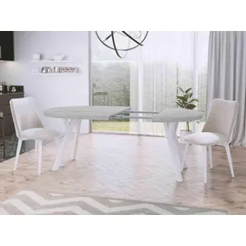 WFL GROUP Designer Runder Ausziehtisch Ø 100 cm grau