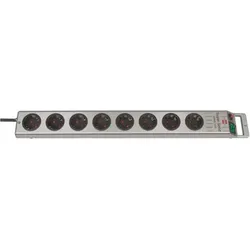 Super-Solid Steckdosenleiste 8-fach, 2,5m Kabel und Schalter, schwarz/silber