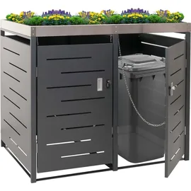 Mendler Mülltonnenverkleidung HWC-H40 125 x 134 x 84 cm grau