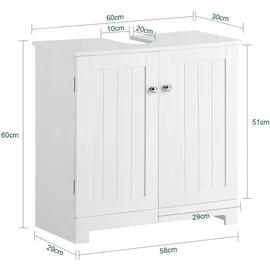 SoBuy Waschbeckenunterschrank Badschrank Waschtisch Unterschrank Badmöbel Bht ca: 60x60x29cm