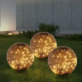 GLOBO LED Solar Außen Tisch Lampe Garten Lichterkette Kugel Strahler Park Lampe rauch Globo 33805