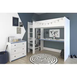 Parisot Hochbett extra hoch, mit Kommode, "Smoozy", Blau/Pink
