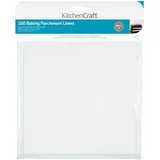 KitchenCraft Silikon-Backpapier, Viereckig, 100 Backpapiere, Backpapier mit Silikonbeschichtung, für Kuchen/Tortenformen und Backbleche, 20 cm