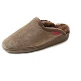 Reissner Lammfelle | Engel Hausschuhe Malta | Pantoffel | Veloursleder | Innenfutter echtes Merino Lammfell | erhöhter Absatz | 47 braun - 47 EU