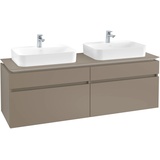 Villeroy & Boch Legato Waschbeckenunterschrank für 2 Becken 4 Auszüge 1600 x 550 x 500 mm / Truffle Grey - B76800VG