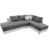 luma-home Ecksofa-Dauerschläfer, Grau, Weiß / 15103