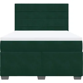 vidaXL Boxspringbett mit Matratze Dunkelgrün 140x200 cm Samt