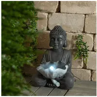 esotec Solarbrunnen Buddha mit Lotusblatt