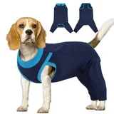 LeLePet Hundebody Nach Op Mit Bein, Wundschutzanzug Nach Op Hund Kastration Rüde Hündin, Atmungsaktiv Hund Leckschutz für Hinterbeine, Hund Erholungsanzug, Postoperative Hund Genesungsanzug, Blau M