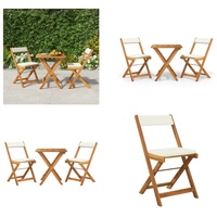 vidaXL 3 tlg. Bistro Set Klappbar mit Kissen Massivholz Akazie - Bistro Set - Bistro Sets - Gartenmöbel Set - Gartentisch Und Stühle