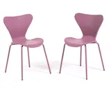 RATTATAN Set aus 2 Innenstühlen aus Polypropylen, Metallbeine mit Holzoptik, stapelbar, ideal für Bar, Restaurant oder Küche – Nina – Rosa