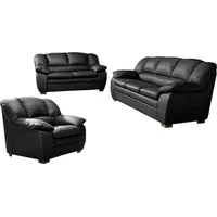 Cotta Polstergarnitur Casino, Sofa Set, 3-2-1 Sitzer, Wohnzimmer Garnitur, (Set, 3-tlg), Sessel, 2-Sitzer, 2,5-Sitzer, hohe Rückenlehne schwarz