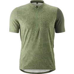 Radtrikot GONSO "Adventure Jersey Halfzip M", Herren, Gr. S, grün (schilfgrün), 88% Polyester (recycelt), 12% Elasthan, Rundhals, Kurzarm, Trikots, Herren Fahrradtrikot kurzarm, Rückentasche mit RV, Quick-Dry, Slim Fit