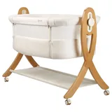 BabyGO Beistellbett Wiege Babybett Kinderbett Baby Bett Reisebett Holz SidebySide Creme,