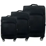 MTB Kofferset Reisekoffer Handgepäck Tasche Trolley Koffer Stoffkoffer 3er Set, (Spar-Set, 360 Grad Rollen), Dehnungsfuge, Extra leicht, Extrem Robust, Raumteiler schwarz