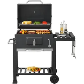 casa.pro Holzkohlegrill Arnad 105 x 114 x 47,5 cm Schwarz 