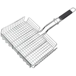 Patton Grillguthalter aus Edelstahl, Grill 31x25cm, Länge 70cm, Grillgutwender, Grillkorb, Grillrost