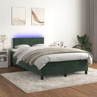 VidaXL Boxspringbett mit Matratze & LED Dunkelgrün 120x200 cm