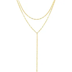 Hey Happiness Zweireihige Rolo-Kette Edelstahl Gold Damen 