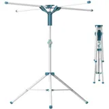 Relaxdays Wäscheständer für Kleiderbügel 80–200 cm Weiß/Blau