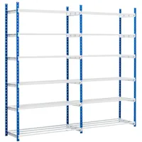 Proregal Fachbodenregal PVC/Stahl/Spanplatte 240x125x50cm Lichtblau/Lichtgrau 6 Ebenen Fachlast 152kg