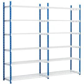 Proregal Fachbodenregal PVC/Stahl/Spanplatte 240x125x50cm Lichtblau/Lichtgrau 6 Ebenen Fachlast 152kg
