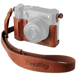 SMALLRIG GFX100RF Ledertaschen-Set, inklusive Ledertasche, Braun Daumenpolster, Schultergurt und konkaver Auslöserkappe für Fujifilm GFX100RF, komfortabel und schützend (Braun) -5268