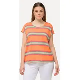 Ulla Popken Shirt T-Shirt Ringel Oversized Rundhals Grün 46-48