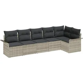 vidaXL Garten-Lounge-Set 6-tlg. hellgrau Polyrattan