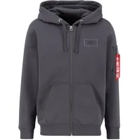 Alpha Industries Back Print Zip Hoody Kapuzensweat für Herren Vintage Grey