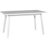 Esstisch NOEMI 5, ausziehbar, massive Buche, Laminat, weiß, 140-180x80x75 cm - Weiß