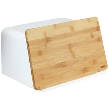 Wenko Brotkasten mit Bambusbrett, Weiß,