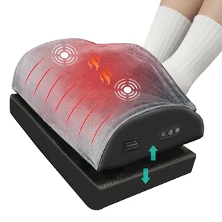 Snailax Fußstütze Schreibtisch mit Wärme und Vibration, Fußauflagen unter dem Schreibtisch, höhenverstellbare Fußhocker Fußkissen Footrest, ergonomischer Gaming Büro Home Fußwärmer, Geschenke