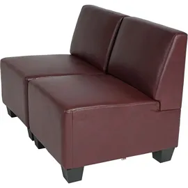 Mendler Modular 2-Sitzer Sofa Couch Lyon, Kunstleder ~ rot-braun, ohne Armlehnen