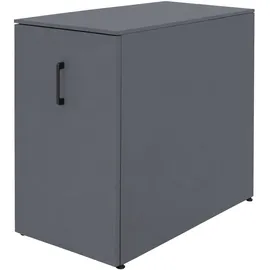Mendler Aktenschrank HWC-Q27, Büroschrank Stahlschrank, Stützrad Staufächer, Metall 74x43x80cm ~ dunkelgrau
