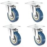 Eyepower 4er Set 360° Lenkrolle 75mm M10 Möbelrollen - Schwerlastrollen Anschraubplatte