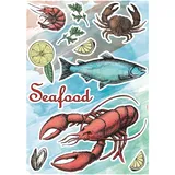 KOMAR Deko-Sticker Seafood 50 cm x 70 cm