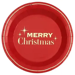 500 Teller Weihnachten rot gold Merry Christmas Pappteller Einweg