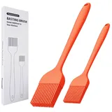 KitsKap Silikon-Backpinsel 2 Stück Backpinsel für Öl, Grill, Soßen, Backen, Kochen, spülmaschinenfest (Orange)