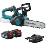 KIESBOHR 30cm Akku Kettensäge, 12 Zoll Bürstenlose Elektro Motorsäge mit Automatischer Kettenschmierung & Kettenspannung (21V, 2 Akkus 4000mAh, 2 Ketten)