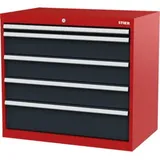 STIER Schubladenschrank mit 5 Schubladen BxTxH 900x575x820 mm rot/anthrazitgrau