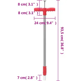 vidaXL Unkrautstecher Rot und Grau 93,5 cm Pulverbeschichteter Stahl