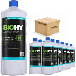 BiOHY Allzweckreiniger Konzentrat (12x1l Flasche) | Schonender Profi - Universalreiniger für Haushalt und Auto | vollständig biologisch abbaubar