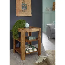 MID.YOU Wohnling Standregal Mumbai Massiv-Holz Sheesham, Holz, Sheesham, massiv, 2 Fächer, 44x60x44 cm, Wohnzimmer-Regal mit Ablagefächer Design Landhaus-Stil Beistelltisch