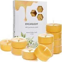 ENCANLIGHT Bienenwachs-Kerzen, Teelichter, 100 % reines, natürliches Bienenwachs, Teelichter, sauberes Brennen, 12 Stück