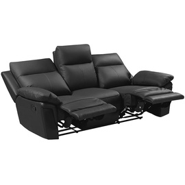 vente-unique Relaxsofa 3-Sitzer - Büffelleder - Schwarz - PAKITA