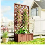 Outsunny Hochbeet Pflanzkasten mit Rankgitter 72,5 x 31,5 cm Tannenholz Beige