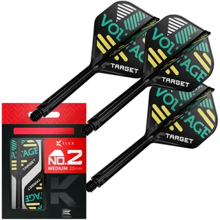 Target Darts Rob Cross K Flex Flights und Shaft System, No.2 (Medium, 33mm) | Packung mit 3 Kflex All In One Flights, Player Edition Darts Zubehör | K-Flex Dart Schaft